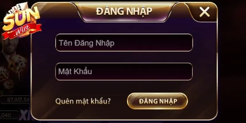 Thao tác điền dữ liệu đăng nhập Sunwin